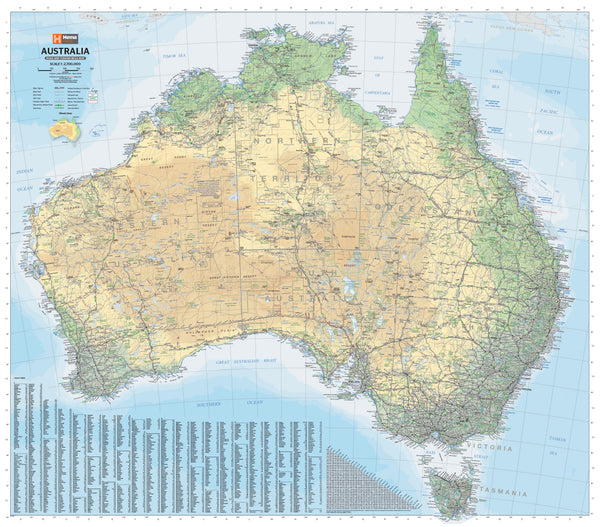 Australia Hema 1370 x 1200mm Road & Terrain Paper Wall Supermap