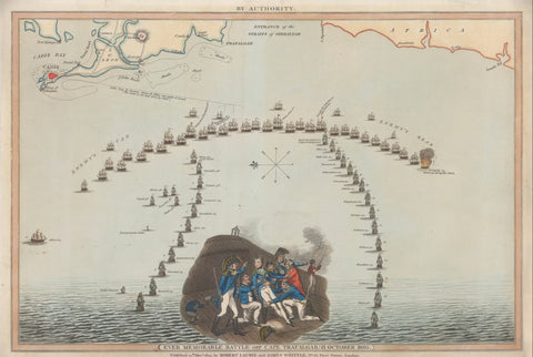 Battle of Trafalgar Historic Wall Map Laurie & Whittle 1805