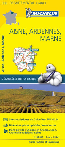 France Aisne / Ardennes / Marne Michelin Map 306