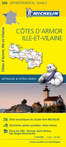 France Côtes d'Armor / Ille-et-Vilaine Michelin Map 309