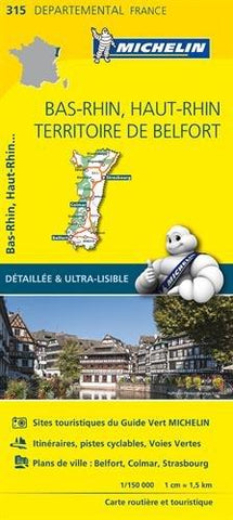 France Bas-Rhin, Haut-Rhin, Territoire de Belfort Michelin Map 315
