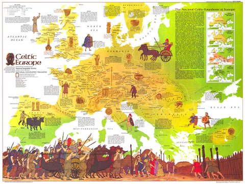 Celtic Europe Wall Map - Published 1977 by National Geographic