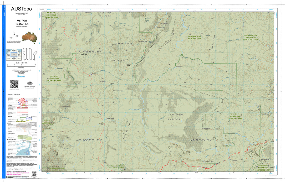 Ashton D5213 AUSTopo 1:250,000 Map | Mapworld