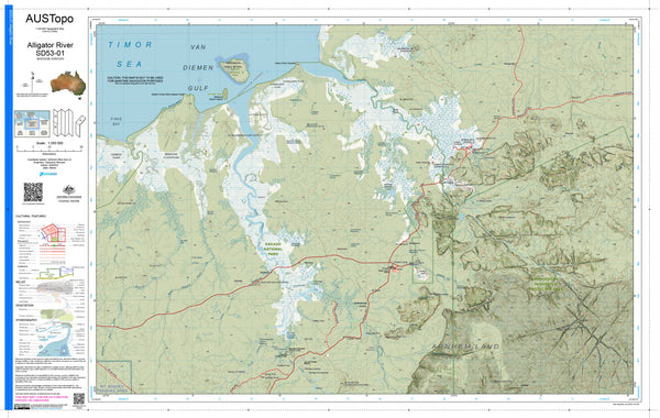 Alligator River D5301 AUSTopo 1:250,000 Map — AUSTopo 1:250,000 topographic map