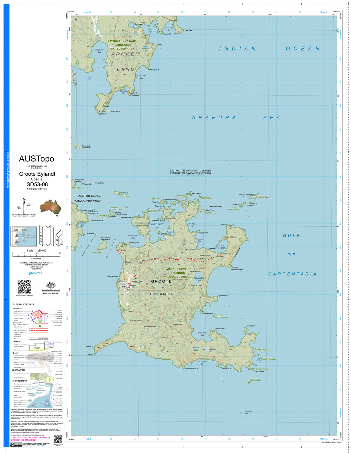 Groote Eylandt Special D5308 AUSTopo 1:250,000 | Mapworld