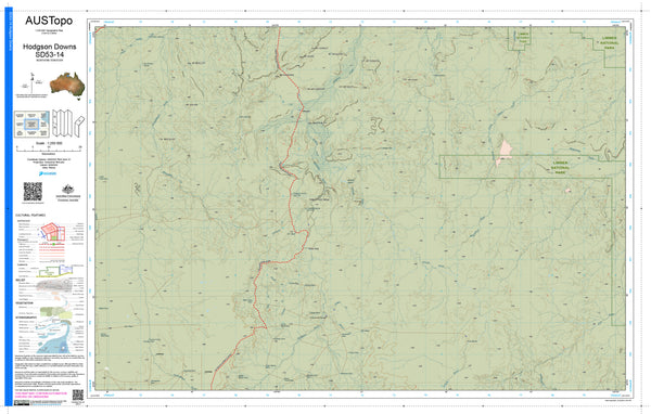 Hodgson Downs D5314 AUSTopo 1:250,000 Map — AUSTopo 1:250,000 topographic map