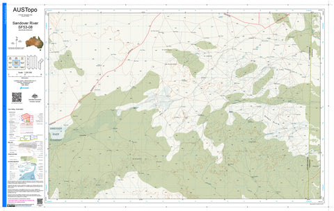 Sandover River F5308 AUSTopo 1:250,000 Map — AUSTopo 1:250,000 topographic map