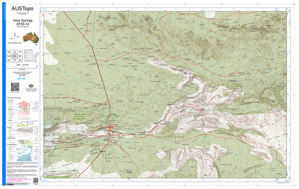 Alice Springs F5314 AUSTopo 1:250,000 Map — AUSTopo 1:250,000 topographic map