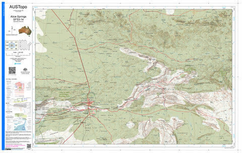 Alice Springs F5314 AUSTopo 1:250,000 Map — AUSTopo 1:250,000 topographic map