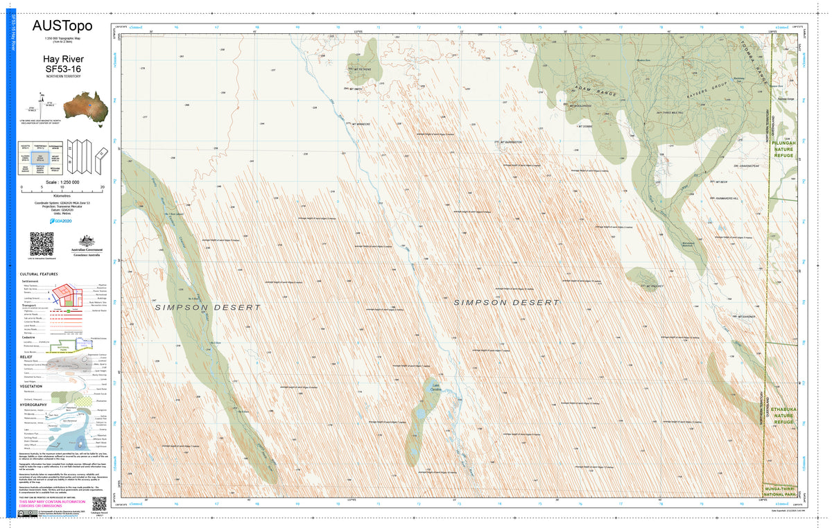 Hay River F5316 AUSTopo 1:250,000 Map | Mapworld