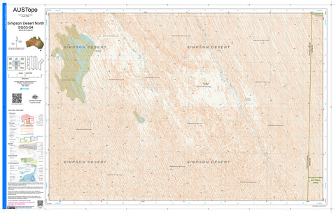 Simpson Desert North G5304 AUSTopo 1:250,000 Map — AUSTopo 1:250,000 topographic map