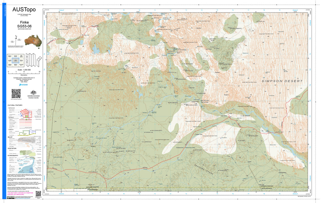 Finke G5306 AUSTopo 1:250,000 Map | Mapworld