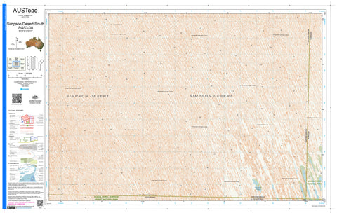 Simpson Desert South G5308 AUSTopo 1:250,000 Map — AUSTopo 1:250,000 topographic map