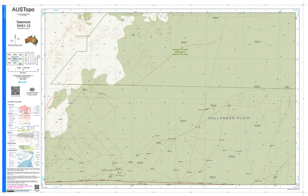 A topographical map print of Australia's South Australia region, featuring the 'Mullumburr Plain' with fine contour lines, roads, and grid overlays. The map is branded with 'AUSToPo' on the left border.