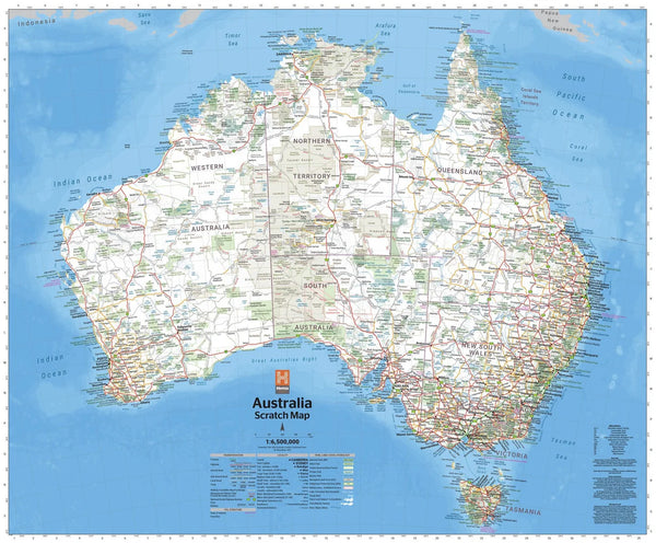 Australia Scratch Map 750 x 625mm by Hema Maps