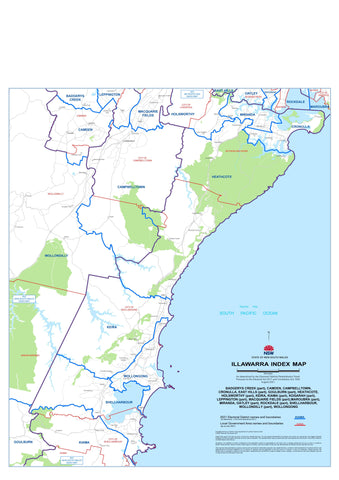 New South Wales State Electoral Divisions and Local Government Areas Map - ILLIWARRA