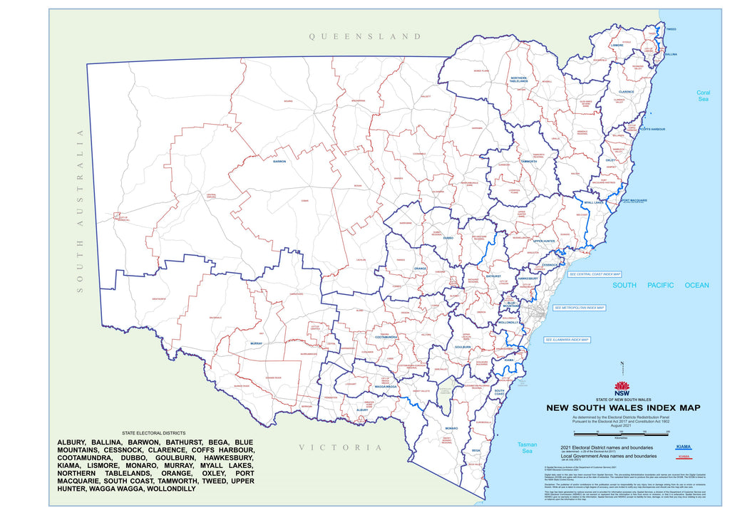 New South Wales Electoral Divisions and Local Government Areas Map ...