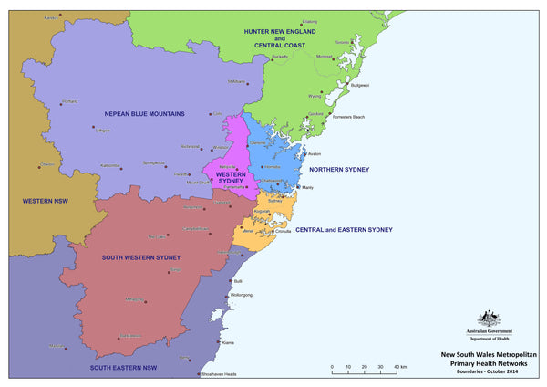 New South Wales Primary Health Care Network - Metropolitan Area Wall Map | Mapworld