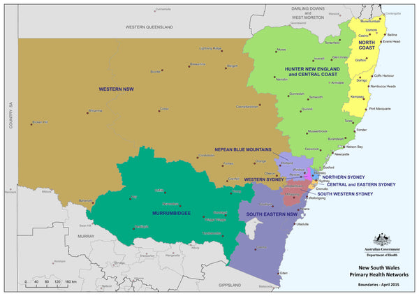 New South Wales Primary Health Care Network Wall Map — wall map