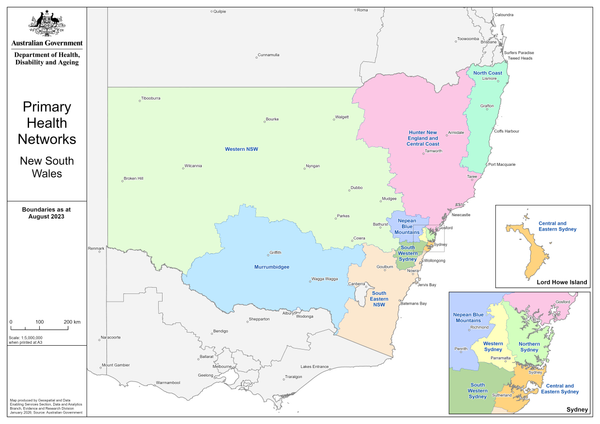 New South Wales Primary Health Networks Wall Map (2026) — wall map
