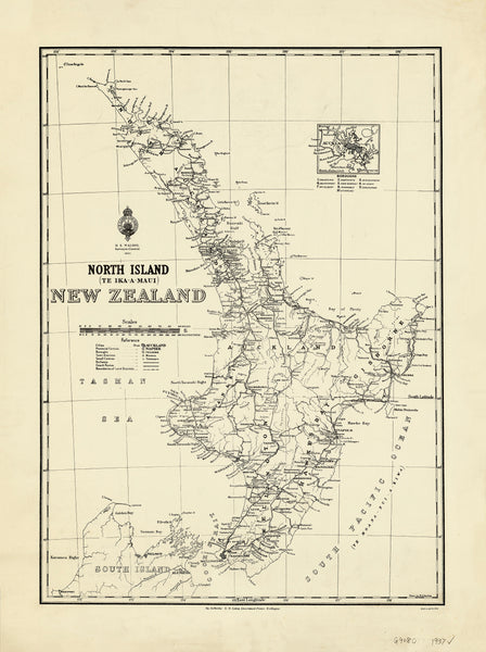 North Island Historic Wall Map 1937