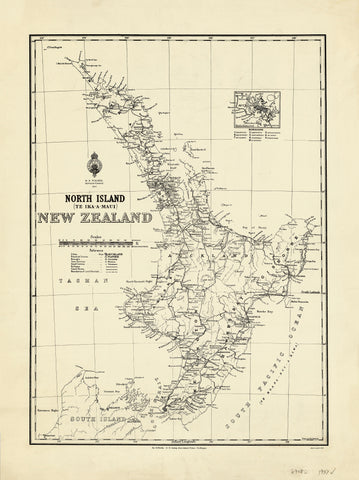 North Island Historic Wall Map 1937