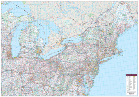Northeastern United States Wall Map 1524 x 1067mm