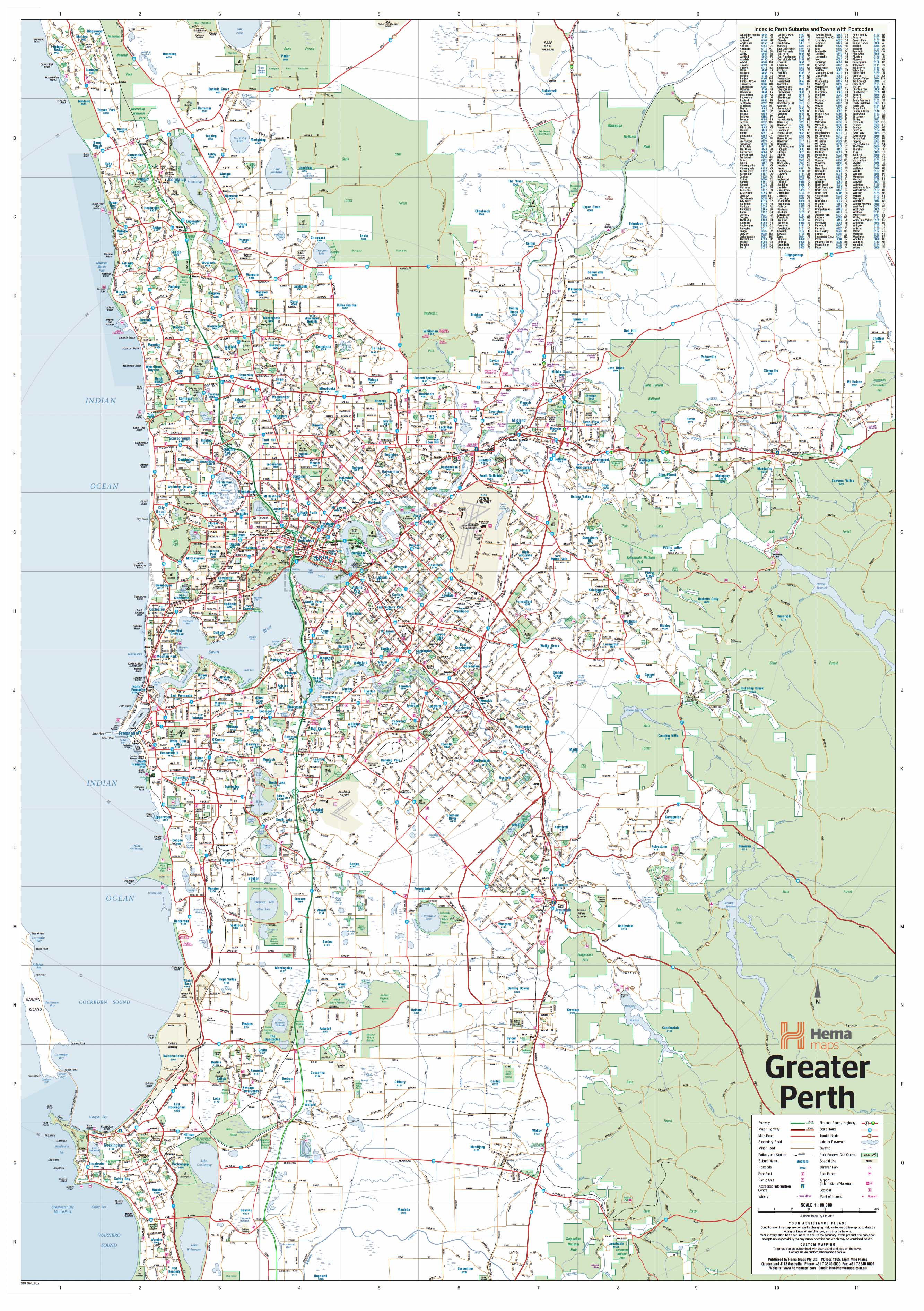 Leeming Perth Map Greater Perth Hema Laminated Map, Buy Map of Perth - Mapworld