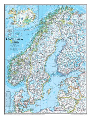 Scandinavia National Geographic 768 x 597mm Wall Map