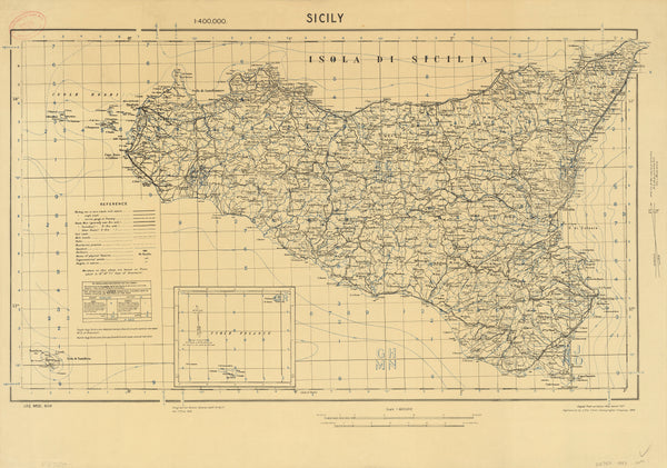 Sicily Historic Wall Map published 1941