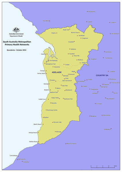 South Australia Primary Health Care Network - Metropolitan Area Wall Map | Mapworld