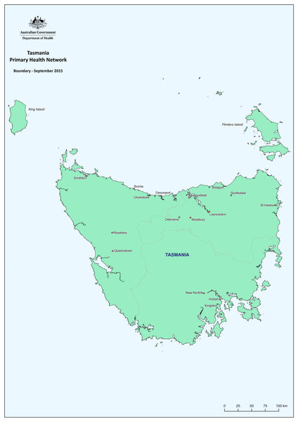 Tasmania Primary Health Care Network Wall Map | Mapworld