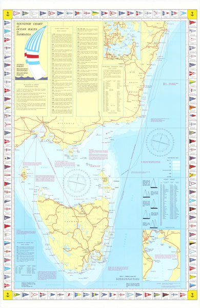Souvenir Chart of Ocean Races to Tasmania Wall Map