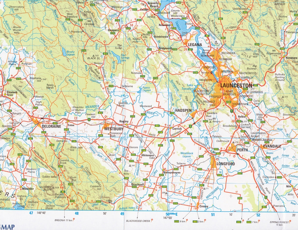 Tasmania North East, Buy Map of North East Tasmania Mapworld
