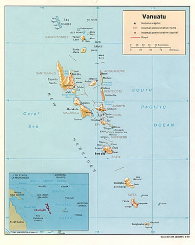 Vanuatu Wall Map