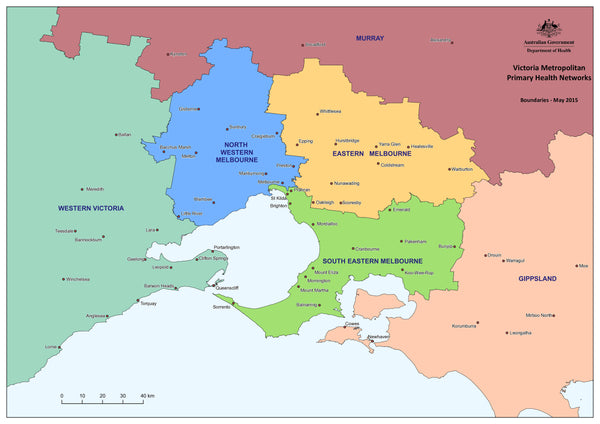 Victoria Primary Health Care Network - Metropolitan Area Wall Map — wall map