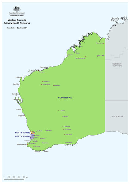Western Australia Primary Health Care Network Wall Map | Mapworld