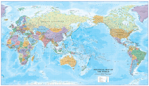 World Political Mega Map 2150 x 1270mm (Pacific Centred) Cosmographics 2024