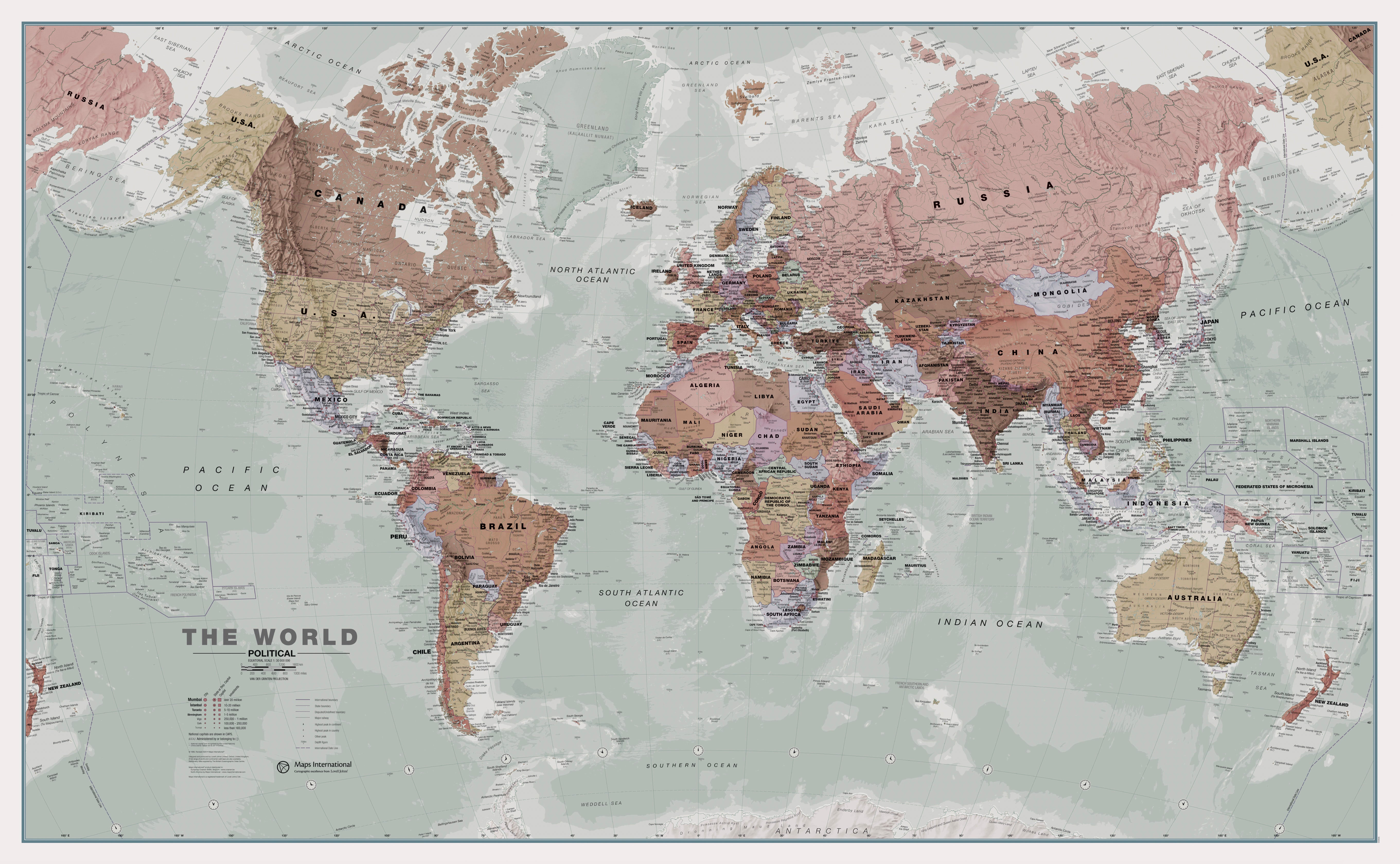 Executive World Wall Map (2000) – Maps International | Mapworld