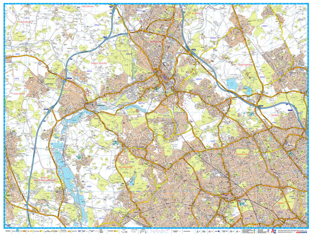 North West London A-Z wall map | Buy wall map of north-west London
