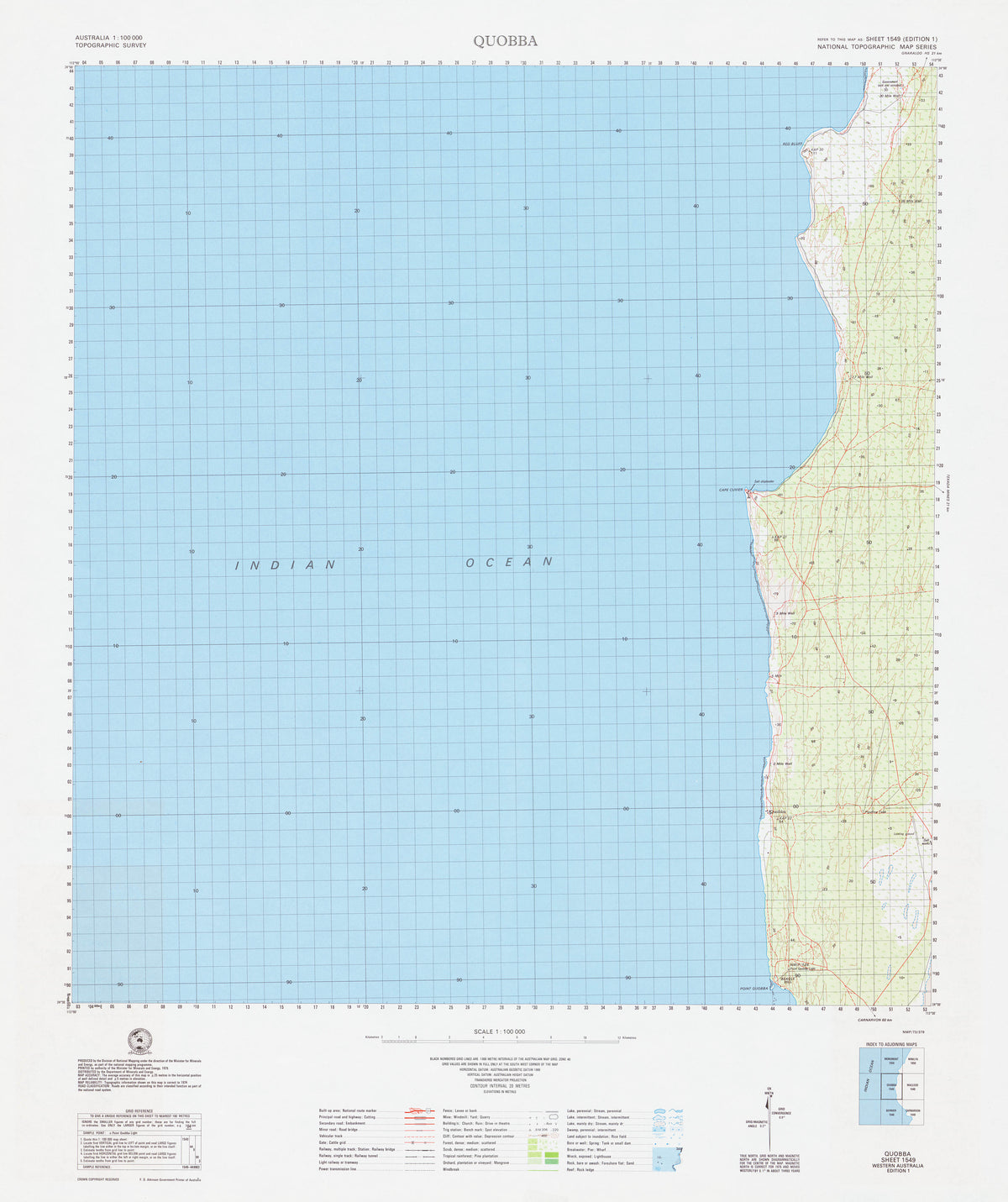 1549 Quobba 1:100k Topographic Map | Mapworld