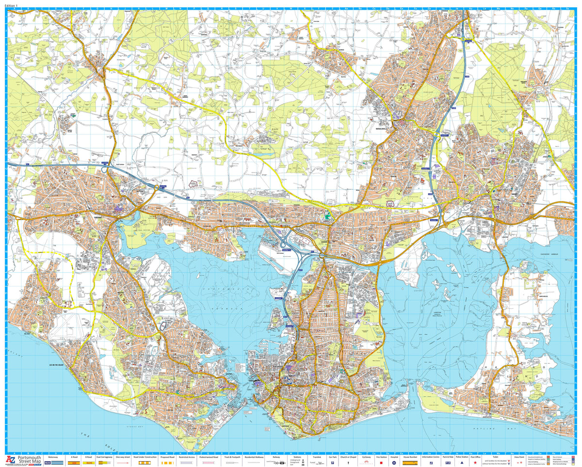 Portsmouth Wall Map – A-Z | Mapworld
