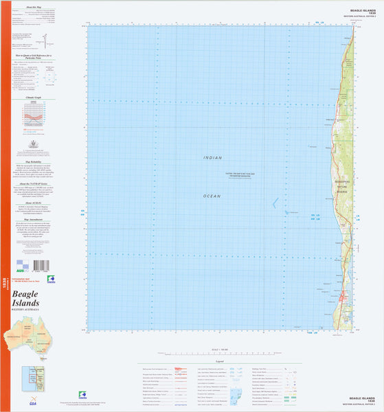 1838 Beagle Islands 1:100k Topographic Map