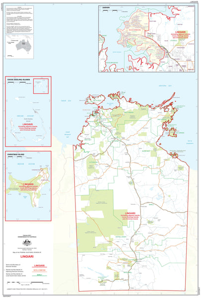 Northern Territory Electoral Divisions and Local Government Areas Map - Lingiari
