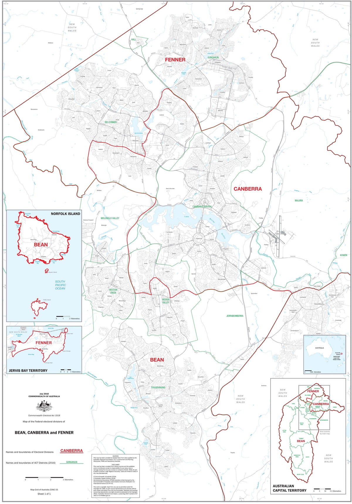 ACT Federal Electoral Divisions and Local | Mapworld