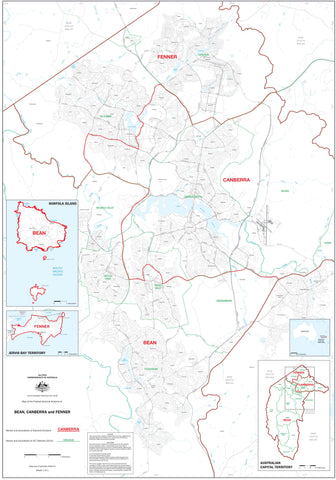 ACT Federal Electoral Divisions and Local Government Areas Map