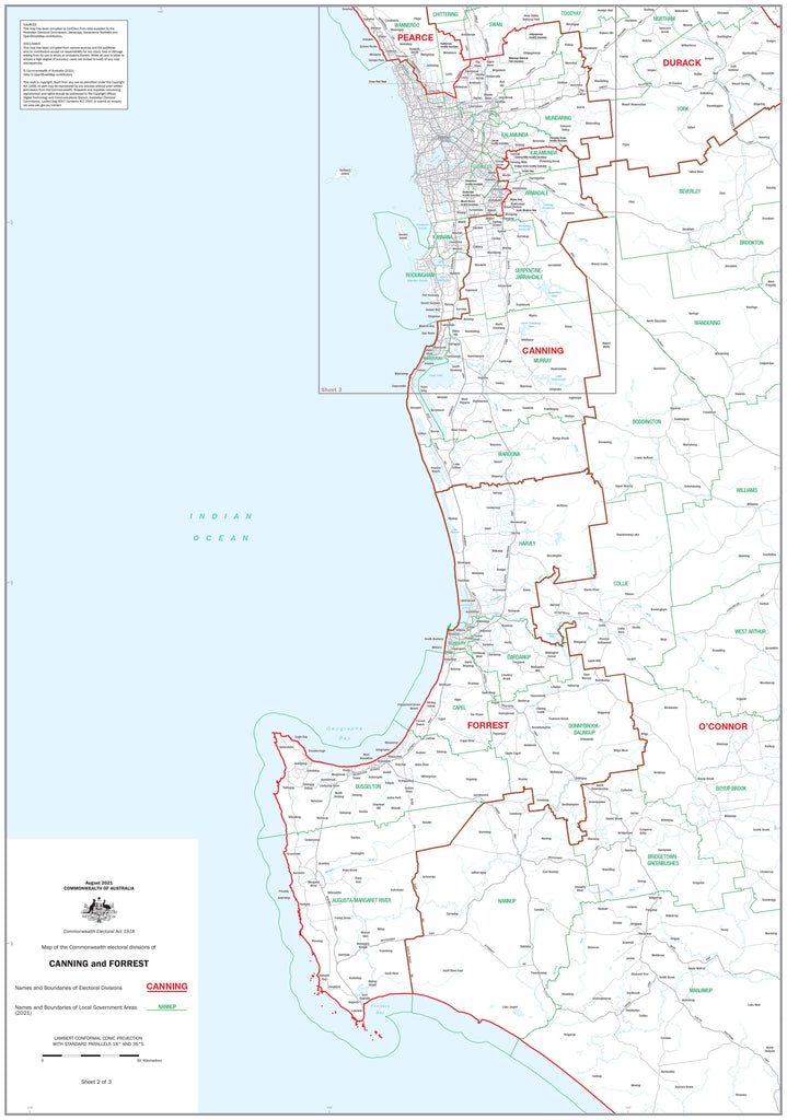 Western Australia Electoral Divisions and Local Government Areas Map ...