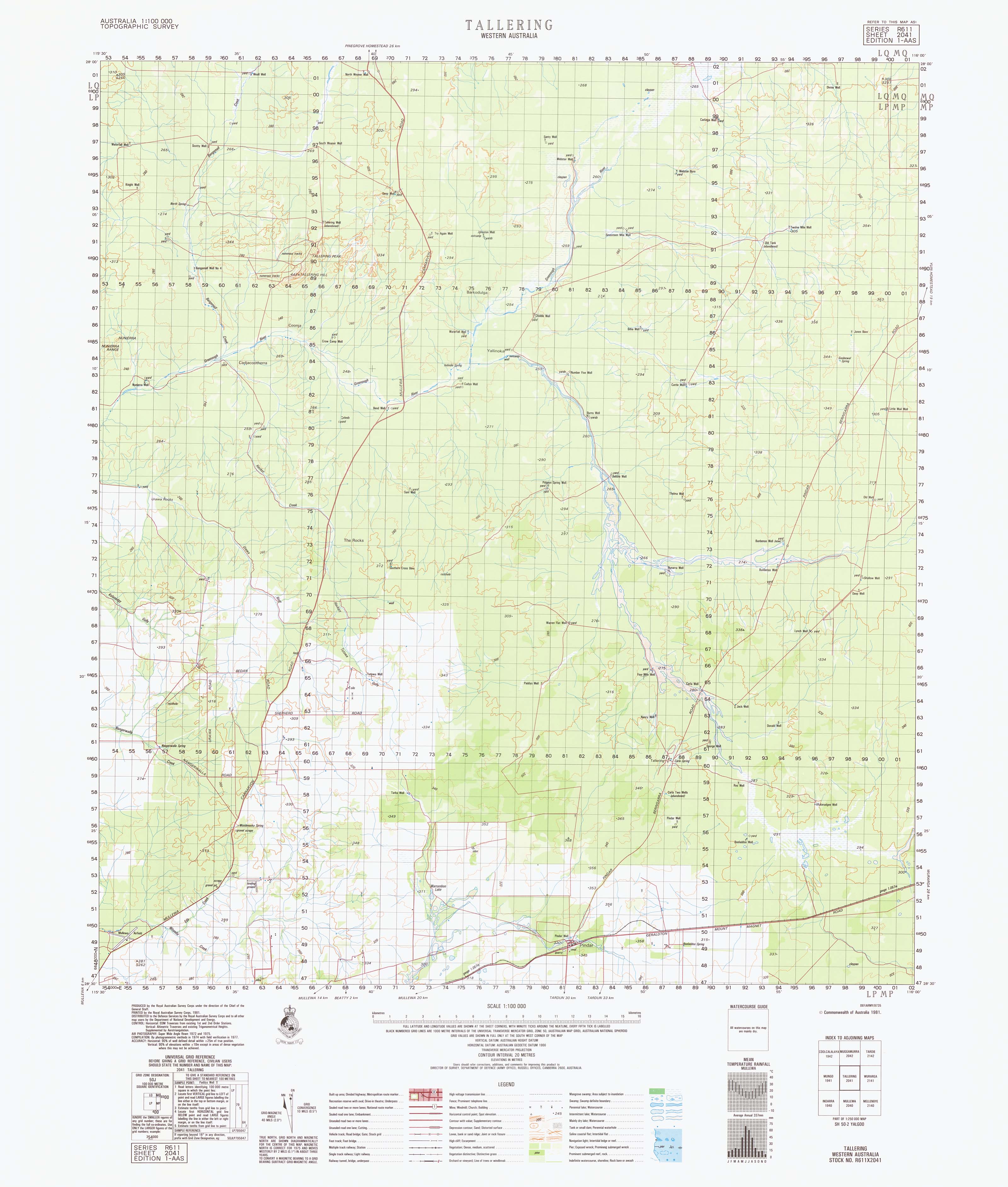 Buy 2041 Tallering 1:100k Topographic Map