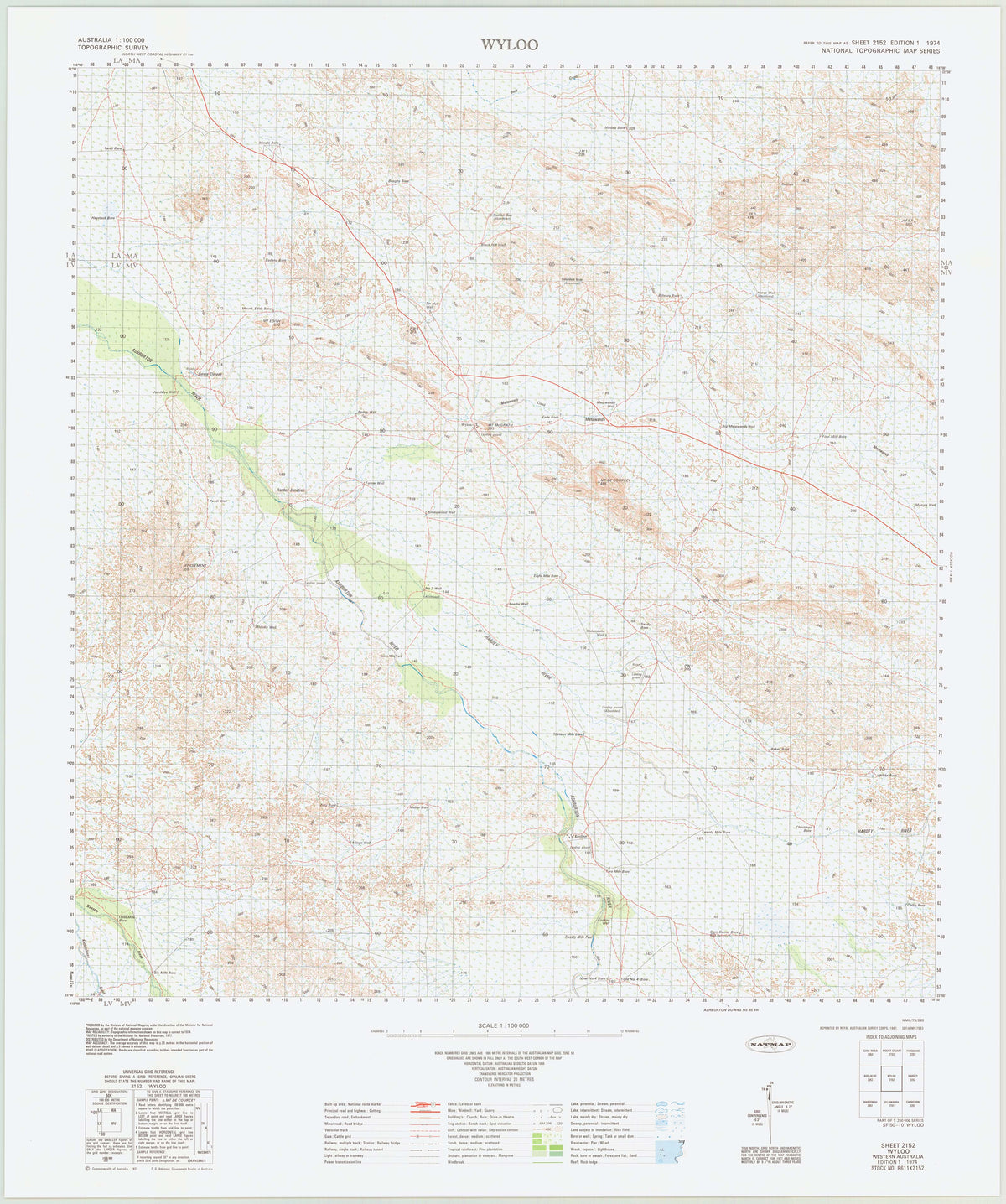 2152 Wyloo 1:100k Topographic Map | Mapworld