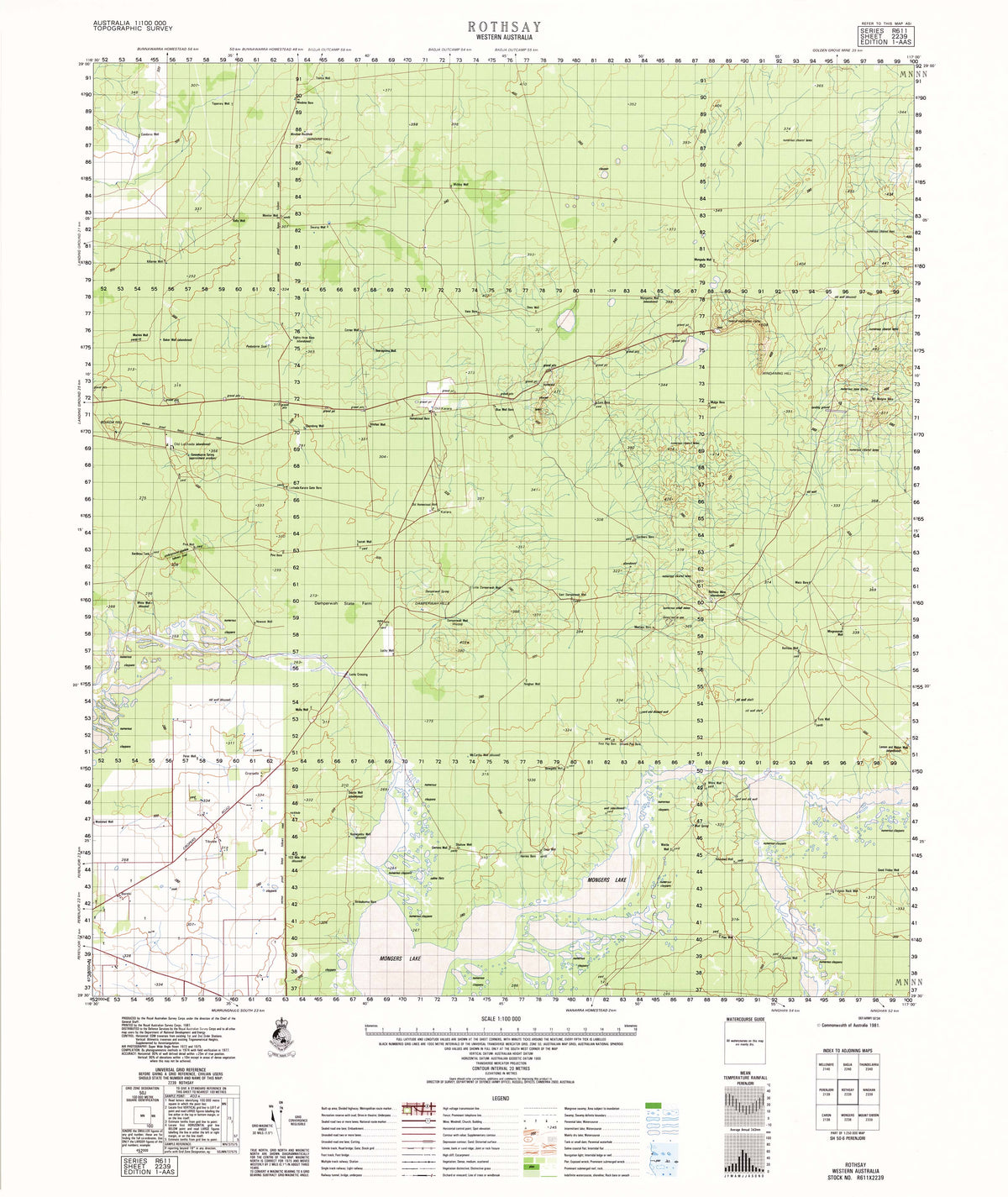 Topological Map Rothwell 2239 Rothsay 1:100k Topographic Map | Mapworld